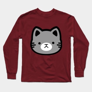 Grey Cat Kawaii Long Sleeve T-Shirt